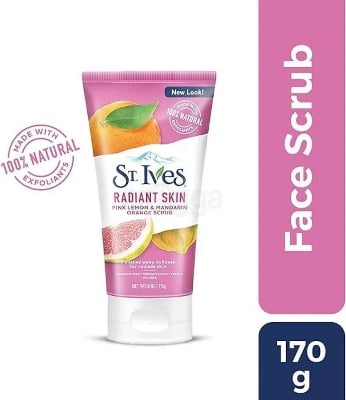 Picture of Face Scrubs - St. Ives Radiant Skin Face Scrub For Dull Skin Pink Lemon and Mandarin Orange With 100 percent Natural Exfoliates - 170ml - Multicolor