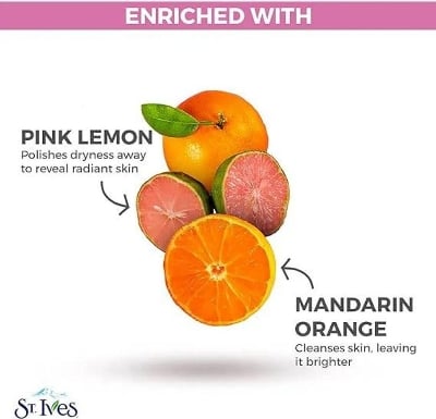Picture of Face Scrubs - St. Ives Radiant Skin Face Scrub For Dull Skin Pink Lemon and Mandarin Orange With 100 percent Natural Exfoliates - 170ml - Multicolor