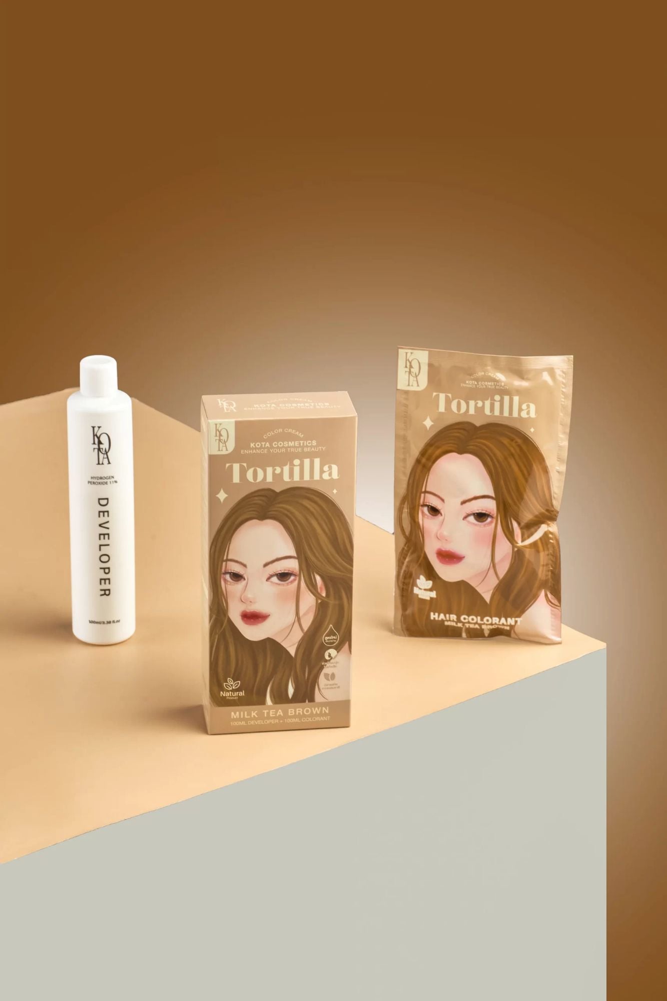 Picture of Kota Color Cream Hair Color (MILK TEA BROWN) - Multicolor