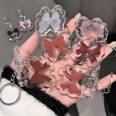 Picture of Butterflies-shape Water Gloss Lipstick Watermelon Jelly Solid Lip Gloss Peach Tea Moisturizing Lip Tint Lasting Lip Makeup