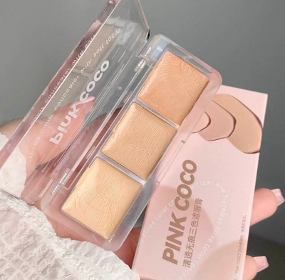 Picture of Pink coco Concealer Contour Palette 3 In 1 Color Correcting Highlight Concealer Contour Makeup Palette Color Corrector