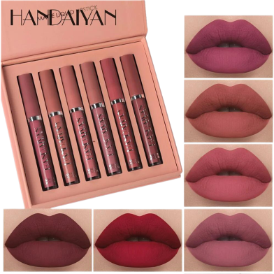 Picture of HANDAIYAN 6 Colors Long Lasting Velvet Lips Tint Liquid Lipsticks Waterproof Non-Stick Cup Lipgloss Gift Set (A)