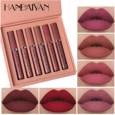 Picture of HANDAIYAN 6 Colors Long Lasting Velvet Lips Tint Liquid Lipsticks Waterproof Non-Stick Cup Lipgloss Gift Set (A)