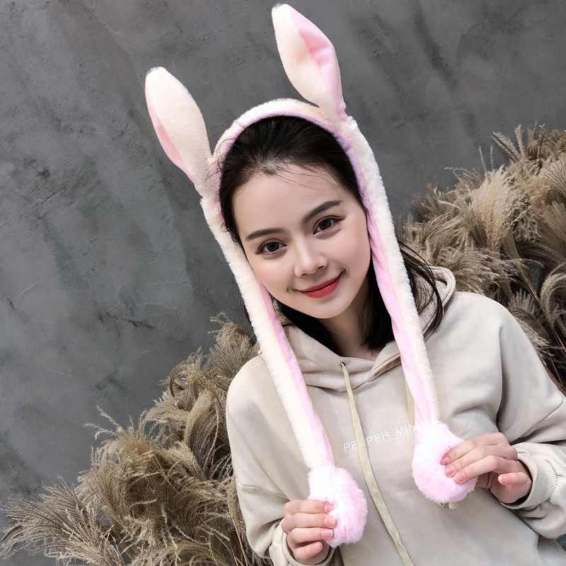 Picture of Cute Glow Rabbit Ear Hat Headband Sweet Can Moving Bunny Ears Plush Hair Hoop Party Photo Props Headwear Gift YUEYING