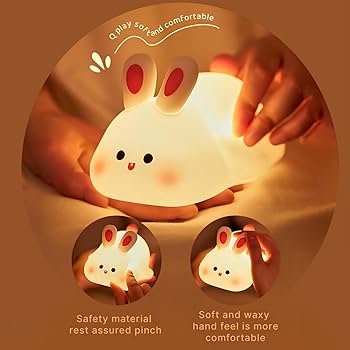 Picture of Rabbit LED Night Light Living Room Cute rabbit Plastic Lamp Bedside Decor Creative Kids Night Light Birthday Gift Cake Decor