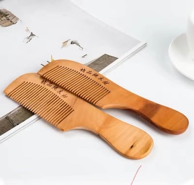 Picture of 1Pc Natural Peach Wood Comb Close Teeth Anti-static Head Massage Beard Hair Care Tool Beauty Accessories Barber Women's Hairdres