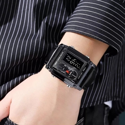 Picture of SKMEI 1868 LED Luminous Alarm Clock Waterproof Men Watch - Black