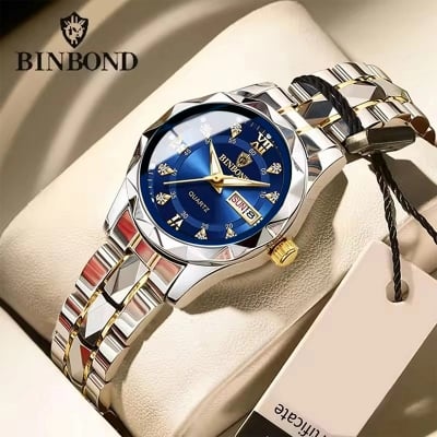 Picture of BINBOND Luxury Rhinestone Quartz Watch Night Glow Fashion Calendar Analog Business Leisure Wrist Watch