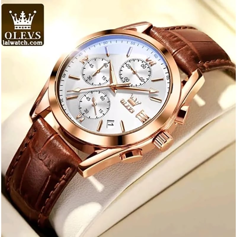 Picture of O'levs Men Leather Analoge Quartz Fashion Watch for Men