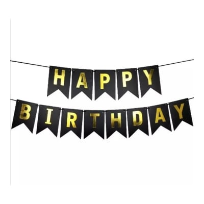 Picture of Originall China Glitter Happy Birthday Bunting Banner with Shimmering Gold Letters (Chose any color)