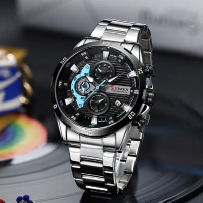 Picture of CURREN Stainless Steel Watches for Mens Creative Fashion Luminous Dial with Chronograph Clock Male Casual Wristwatches