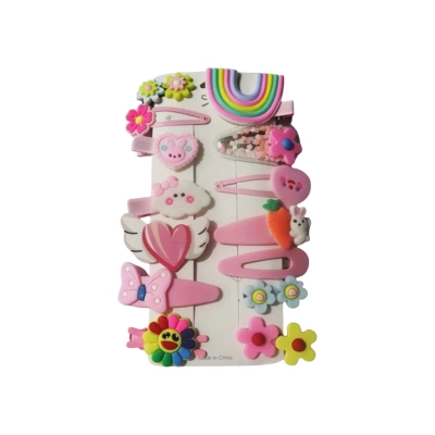 Picture of 14 Pcs Hair Clip Set For children's, Baby & Girls Hair Clip Set, Cartoon Bobby Pin Baby Hair Clips Set, Colorful Girls Hairgrips and Kids hair Accessories