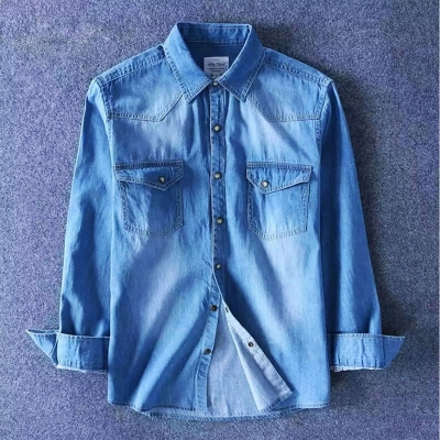 Picture of New Fashionable Casual Long Sleeve Denim Jeans Shirt For Men