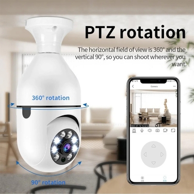 Picture of PTZ Bulb System 360 Degree WiFi Panorama IP Camera white