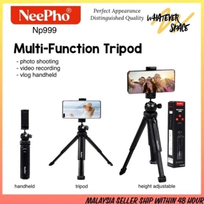 Picture of NeePho - (NP-999) Multi-Function Tripod - Aluminum Alloy & Plastic Construction - Universal Camera & Phone Holder - Black