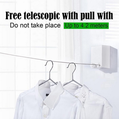 Picture of Heavy Duty Retractable Clothesline – 4.2M Wall Mounted Drying Rope for Indoor & Outdoor Use