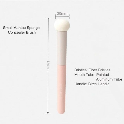 Picture of Small Mushroom Concealer Brush Soft Makeup Powder Puff Wet Dry Use Natural Lip Brush Face Foundation Brush - Pink