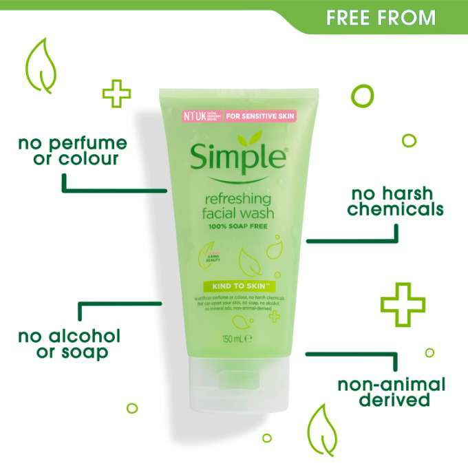 Picture of Simple Refreshing Facial Wash 150 Ml Daily Deep Cleansing for Oily Combination Skin Oil Control Hydrating Non-Drying Soap-Free Lather