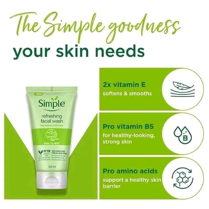 Picture of Simple Refreshing Facial Wash 150 Ml Daily Deep Cleansing for Oily Combination Skin Oil Control Hydrating Non-Drying Soap-Free Lather