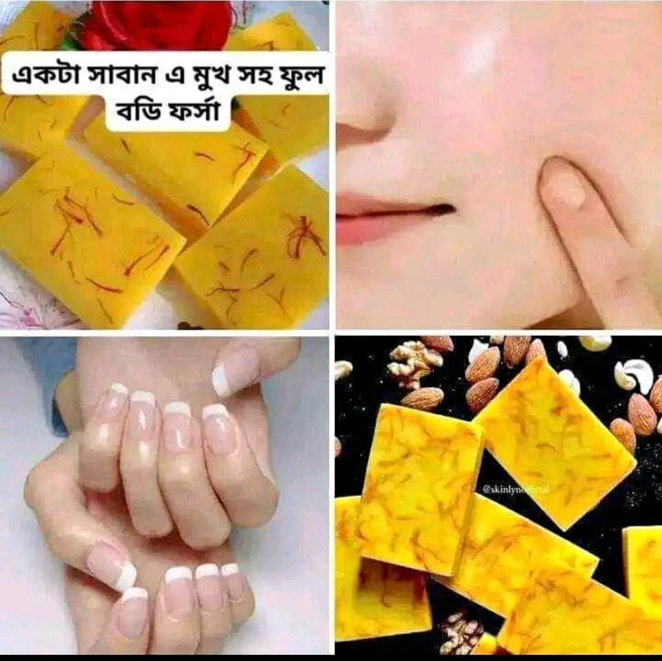 Picture of Hand Made Saffron Real Goat Milk Soap Original for whitening & glowing skin - 90gm - Orange