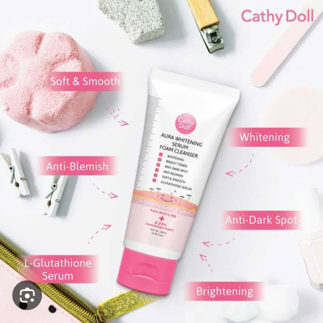Picture of Aura Whitening Serum Foam Cleanser 100ml Cathy Doll Face Wash (Made In Korea) - Pink