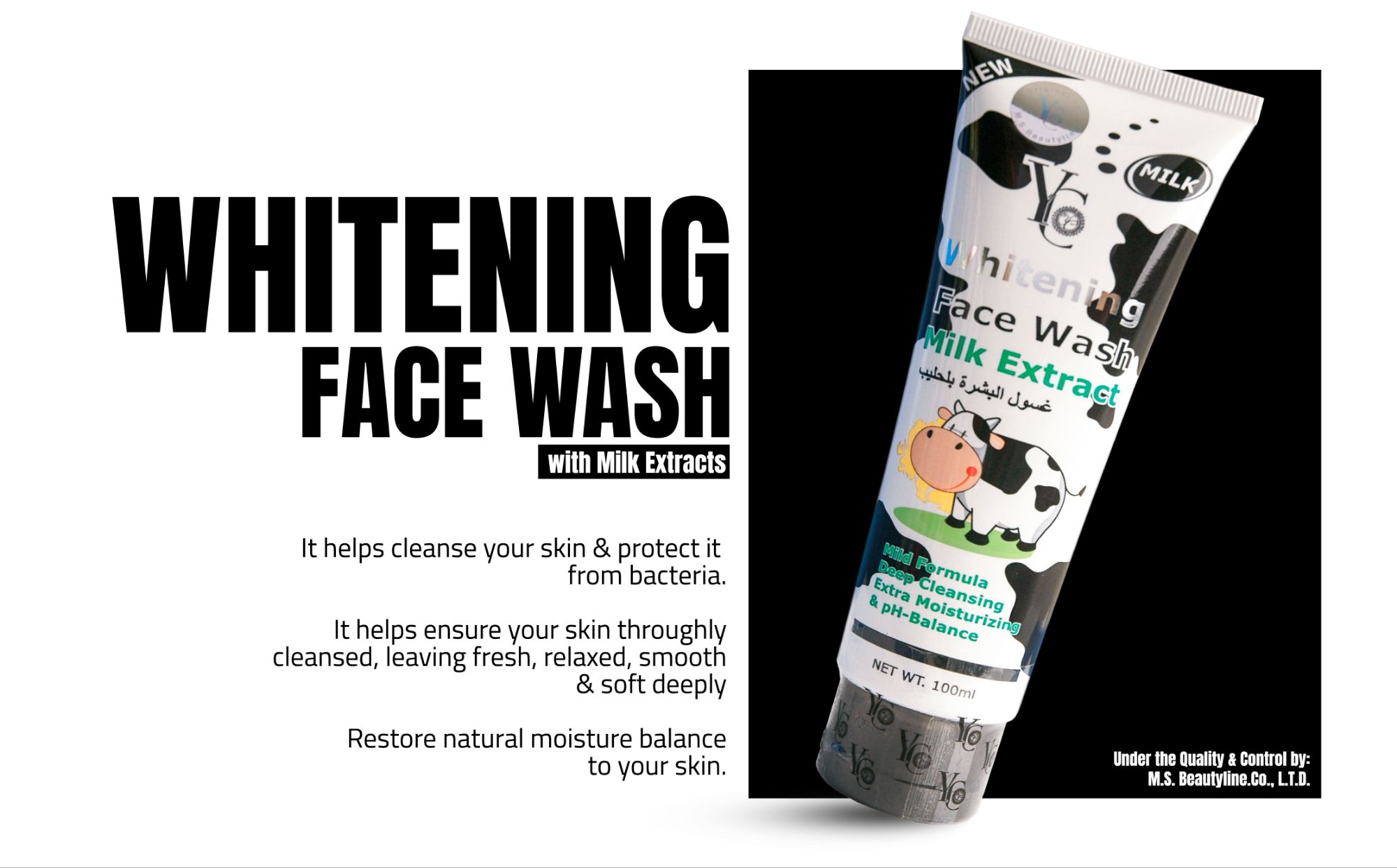 Picture of YC Whitening Milk Extract Facewash - 100ml (Authentic) - Black