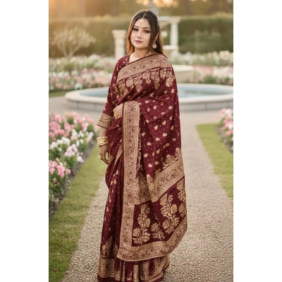 Picture of Premium Quality Japani Half Silk Sari ‍and Matching Free Blouse Piece - Multicolor - 12