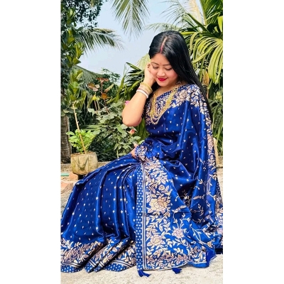 Picture of Premium Quality Japani Half Silk Sari ‍and Matching Free Blouse Piece - Multicolor - 12