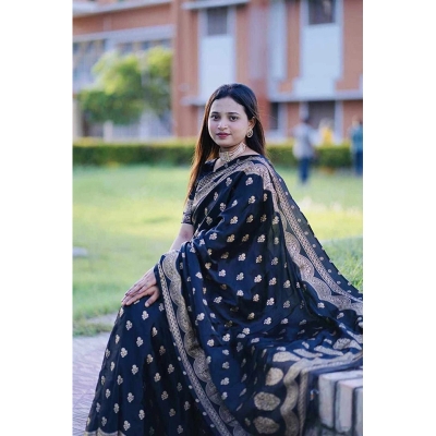 Picture of Premium Quality Japani Half Silk Sari ‍and Matching Free Blouse Piece - Multicolor - 12