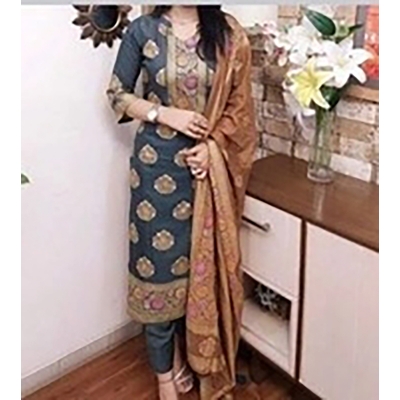 Picture of Premium Quality Unstitched/ Unready Cotton Print Three Pieces for Women/ Girl - Multicolor - 56 Inch