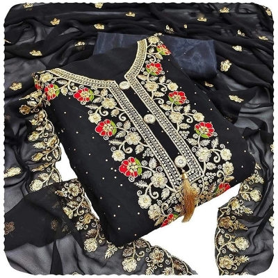 Picture of Embroidery Premium Quality Unstitched/Unready Jorjet Four Pieces for Women/ Girl - Multicolor - 56 Inch