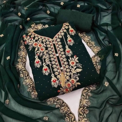 Picture of Embroidery Premium Quality Unstitched/Unready Jorjet Four Pieces for Women/ Girl - Multicolor - 56