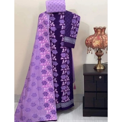 Picture of Premium Quality Unstitched Cotton Print Three Pieces for Women/ Girl - Multicolor - 56 Inch