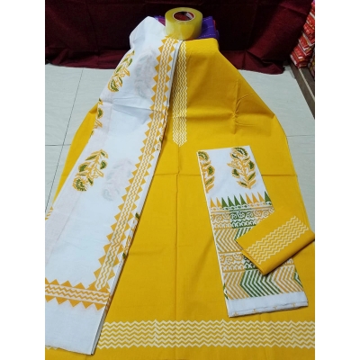 Picture of Premium Quality Unstitched Cotton Print Three Pieces for Women/ Girl - Multicolor - 56 Inch