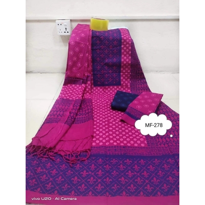 Picture of Premium Quality Unstitched Cotton Print Three Pieces for Women/ Girl - Multicolor - 56 Inch