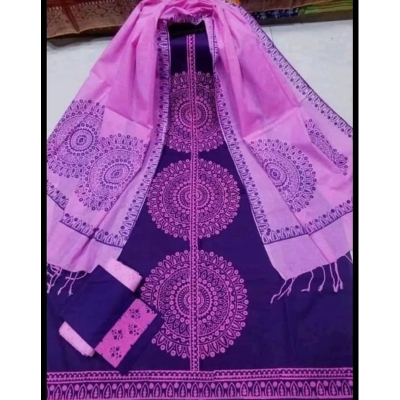 Picture of Premium Quality Unstitched Cotton Print Three Pieces for Women/ Girl - Multicolor - 56 Inch