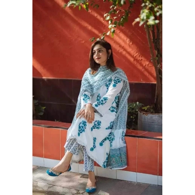 Picture of Premium Quality Unstitched Cotton Print Three Pieces for Women/ Girl - Multicolor - 56 Inch