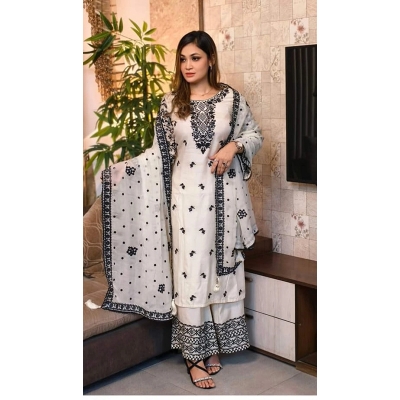 Picture of Premium Quality Unstitched Cotton Print Three Pieces for Women/ Girl - Multicolor - 56 Inch