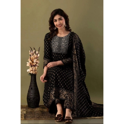 Picture of Premium Quality Unstitched Cotton Print Three Pieces for Women/ Girl - Multicolor - 56 Inch