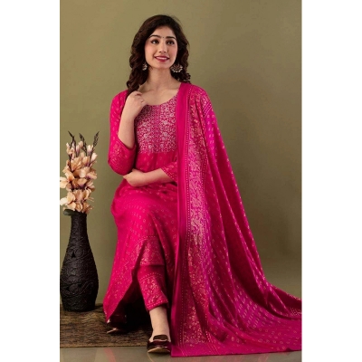 Picture of Premium Quality Unstitched Cotton Print Three Pieces for Women/ Girl - Multicolor - 56 Inch