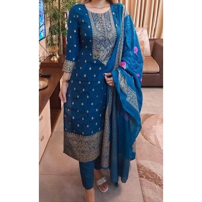 Picture of Premium Quality Unstitched Cotton Print Three Pieces for Women/ Girl - Multicolor - 56 Inch