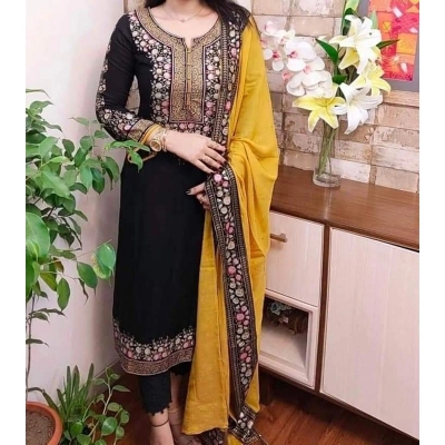 Picture of Premium Quality Unstitched Cotton Print Three Pieces for Women/ Girl - Multicolor - 56 Inch