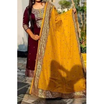 Picture of Premium Quality Unstitched Cotton Print Three Pieces for Women/ Girl - Multicolor - 56 Inch