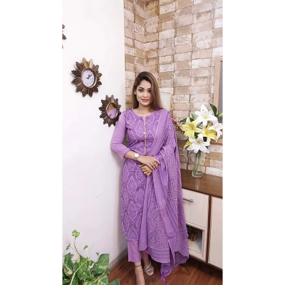 Picture of Premium Quality Unstitched Cotton Print Three Pieces for Women/ Girl - Multicolor - 56 Inch