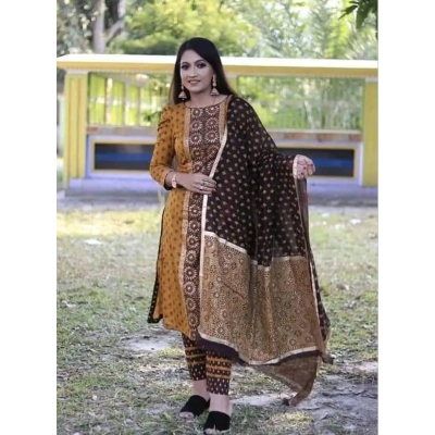 Picture of Premium Quality Unstitched Cotton Print Three Pieces for Women/ Girl - Multicolor - 56 Inch