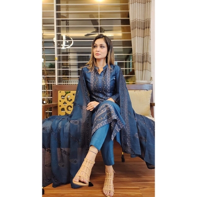 Picture of Premium Quality Unstitched Cotton Print Three Pieces for Women/ Girl - Multicolor - 56 Inch