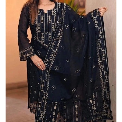 Picture of Premium Quality Unstitched Cotton Print Three Pieces for Women/ Girl - Multicolor - 58 Inch