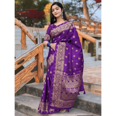 Picture of Premium Quality Japani Half Silk Sari ‍and Matching Free Blouse Piece - Multicolor - 12