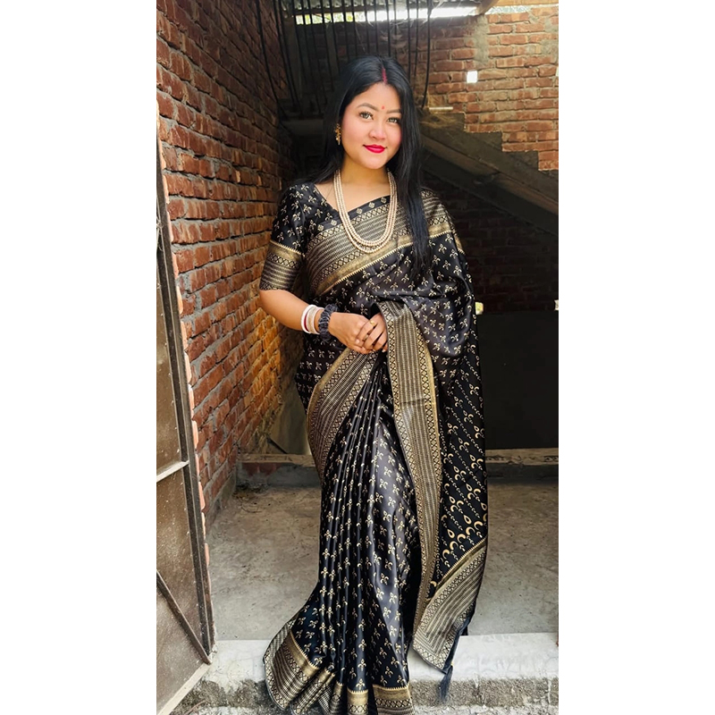 Picture of Premium Quality Japani Half Silk Sari ‍and Matching Free Blouse Piece - Multicolor - 12