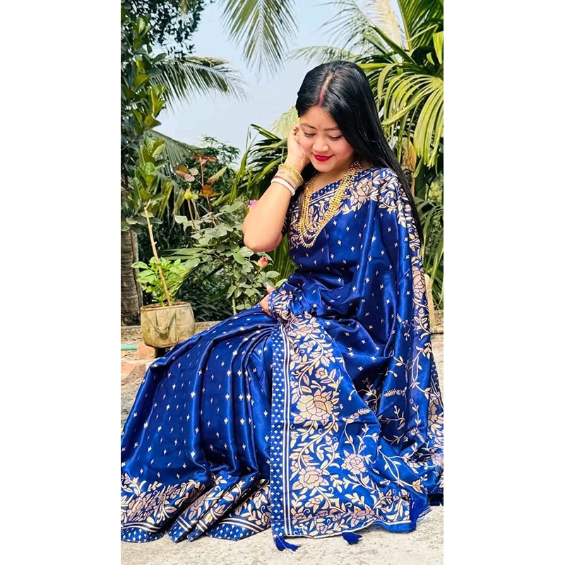 Picture of Premium Quality Japani Half Silk Sari ‍and Matching Free Blouse Piece - Multicolor - 12